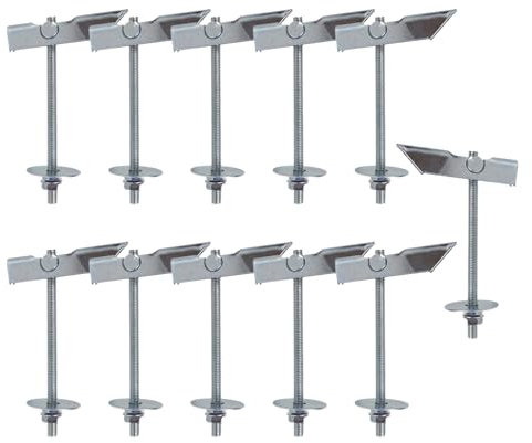 11 tacos basculantes de acero al carbono galvanizado, M8 x 100 mm, tacos plegables para colgar objetos pesados en paneles de yeso para tablas de cortina, paneles de yeso, ladrillos de hormigón, techo