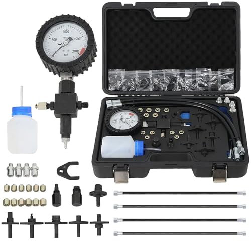 NICCOO Common Rail Diesel High Pressure Tester Kit 2000bar Pressure Testing Gauge Pressure Diagnostic Tool with Injector Pipe Blanks