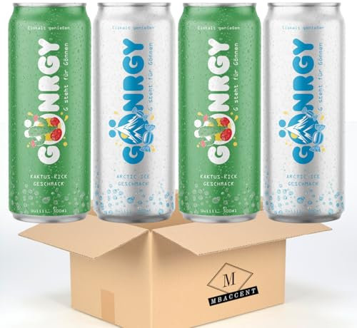 Gönrgy 2x Arctic Ice 2x Kaktus Kick Limited Edition #2 By Monte Gönergy 4x 500ml (200ml) Dose Einweg inkl. 1€ Einwegpfand + MBAccent Sticker