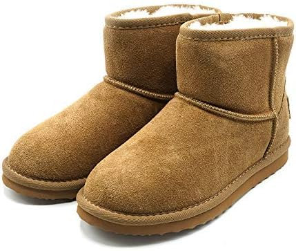 OOG Damen Leder Schlupfstiefel Winter Boots Schneestiefel Outdoor rutschfest Winterschuhe Warm Gefüttert (58541 Camel, Erwachsene, Damen, 40, Numerisch, EU Schuhgrößensystem, M)