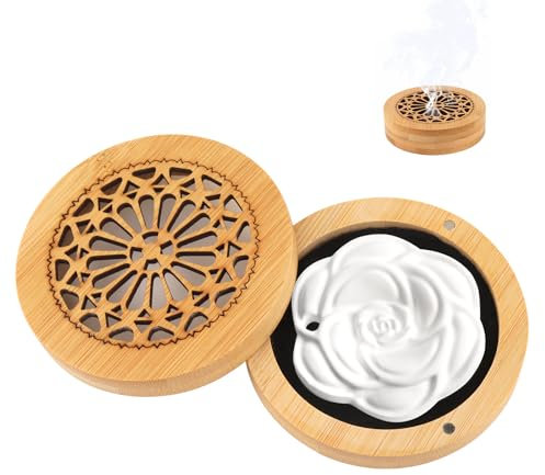 Duftstein für Ätherische Öle, Diffuser Aroma Diffuser mit Hölzerner Räucherkiste Diffuser Ätherische Öle Duftstein Aroma Diffuser für Aromatherapie in Schlafzimmer, Badezimmer, Büro und Auto (1)