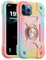 for iPhone 13 Pro Max Case with 360°Rotate Ring Stand, Military Grade Drop Shockproof, Full Body Protection, Heavy Duty, 3-Layer Protective Cover Case for iPhone 13 Pro Max Pink