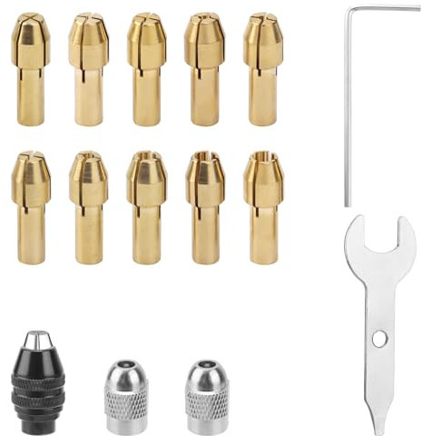 Drill Chuck Collet Set for Dremel, Include Brass Collet Set & 1/32 to 1/8 4486 Multi Chuck & 4485 Brass Collet Metal Nut Rotary Tool Chuck Adapter Compatible with Dremel