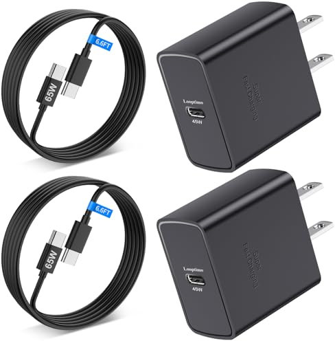 45W Super Fast Charger USB C Android Phone Block, Looptimo GaN Type C Charger Adapter Fast Charging For Samsung Galaxy S25 Ultra/S25 Plus/S24+/S23/S22/S21/A55/A54/Tab S10 Ultra(With 2Pack 6.6FT Cable)