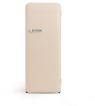 CREATE / RETRO FRIDGE 150 SILVER/Kühlschrank mit Gefrierfach 281L in Sand, Griff Silber / 102W, niedriger Energieverbrauch, 150cm, 3 Ablagen, Temperaturregelung,60x60x150cm