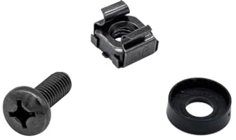 WEAXIO 100 Pack M6x16mm Rack Mount Cage Nuts & Screws & Washers for Rack Mount Server Cabinet, Network Racks Server Shelves, Routers, Server Rack Screws, Square Insert Nuts and Washers, Black Nickel