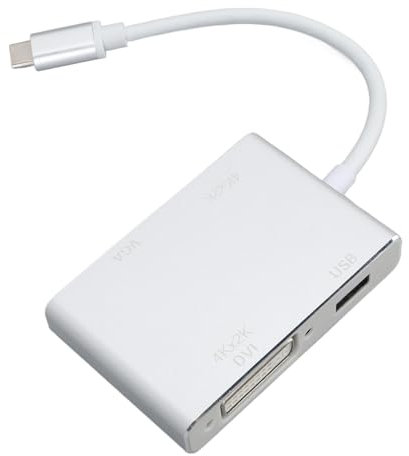 Multiport 4 in USB C Hub A mit, DVI, VGA für Hochauflösende Displays und Schnelles Laden