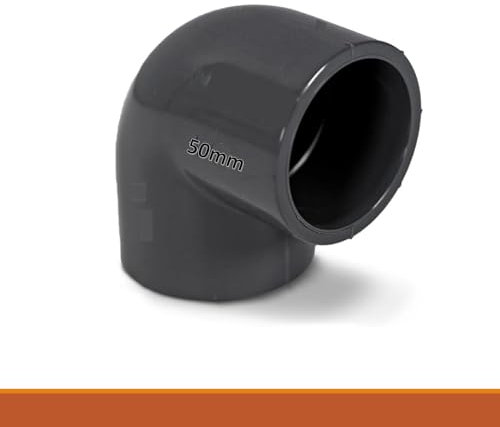 WeltenMarkt 90° PVC-U Winkel 50 mm – Klebemuffe für Rohrleitungen – 16 bar Druckfest – Grau – Korrosionsbeständig & Langlebig