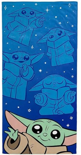 Star Wars: The Mandalorian Grogu Baby Yoda Strandtuch, Königsblau/Grün/Braun, Einheitsgröße