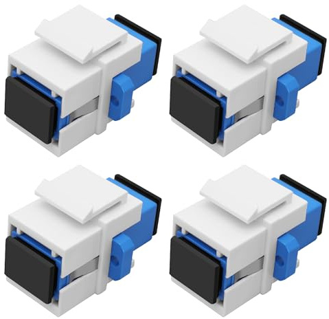 XMSJSIY SC Glasfaser Koppler Keystone Jack Insert Panel Module Buchse zu Buchse Simplex Singlemode SC Fibre Connector Socket Adapter für Wandplatten Patch Panels Oberflächenmontage Box - 4PCS