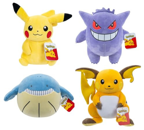 Pokémon 30 cm Plüschwelle 95257-14 - Pikachu, Gengar, Wailmar, Raichu - Offizielle Pokemon verstopftes Spielzeug für Kinder 2+