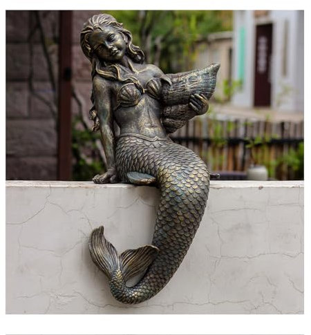 HEATPOWEOK Engel Gartenstatue aus Harz - 50 cm große Outdoor-Figur (2,4 kg) | Wetterfeste & frostsichere Gartendeko für Terrasse, Balkon oder Teich | Handgefertigte Deko-Statue (Bronze Color)