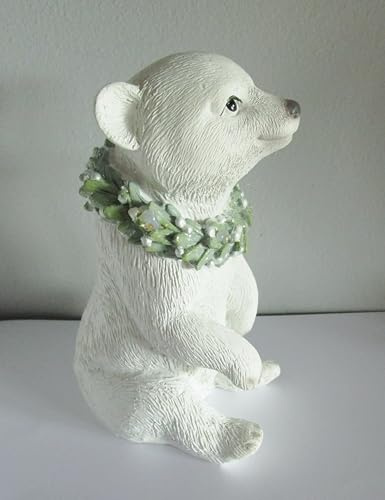 Generisch Deko Figur Eisbär aus Polyresin mit LED-Beleuchtung - batteriebetrieben (Batterien Nicht enthalten) Weihnachtsdeko