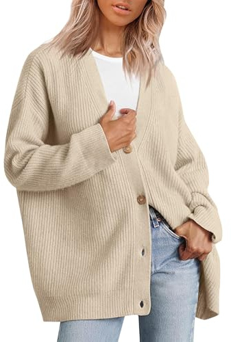 Cardigan Femme Chic Et Elegant Gilet Grande Taille Col en V Automne Gilet Tricot Chaud Cardigan Manches Longues Élégant Couleur Unie Pull Sweater avec Boutons