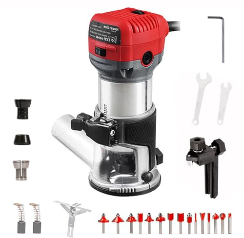 Défonceuse Portative Sans Balais, Défonceuse Portative Électrique, Avec 15 Fraises, Vitesse Maximale De 13 000 À 33 000 Tr/min, Réglage Précis De La Profondeur, Pour Le Travail Du Bois Et Le Rainurage