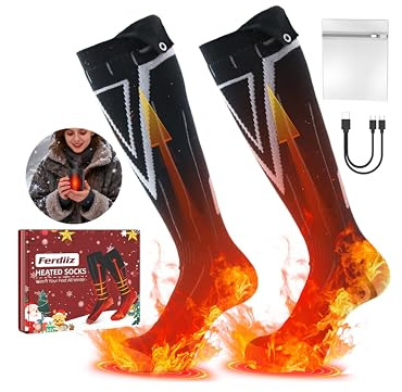 Heated Socks Hand Warmer 2-in-1 for Men Women, 9000mAh Rechargeable Heated Socks Up to 14 Hours with 4 Adjustable Heating Levels |Full Foot Electric Heating |Machine Washable Heated Clothing