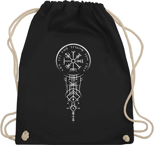 Shirtracer Turnbeutel Rucksack - & Herren - Keltischer Wikinger Kompass Vegvisir I Vikinger Geschenk Vikings I Wegweiser Geschenkidee Walhalla I Valhalla - Unisize - Schwarz - beutel viking