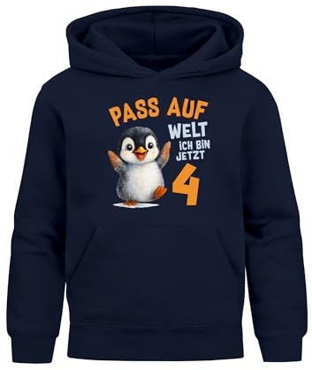 SpecialMe® Kinder Hoodie Jungen Geburtstag Pinguin – Hurra ich Bin jetzt X – personalisierter Geburtstags Hoodie mit Alter Geschenkidee für Jungen, Kinder Pullover personalisiert