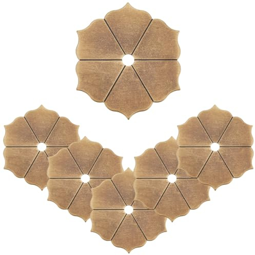 SUPERFINDINGS 6 Rondelles de Plaque Arrière en Laiton Trou de 6mm Rondelles de Poignées Boutons en Bronze Ancien 6x5.3cm Rondelle Métalliques Décoratives Fleuries Accessoires de Quincaillerie