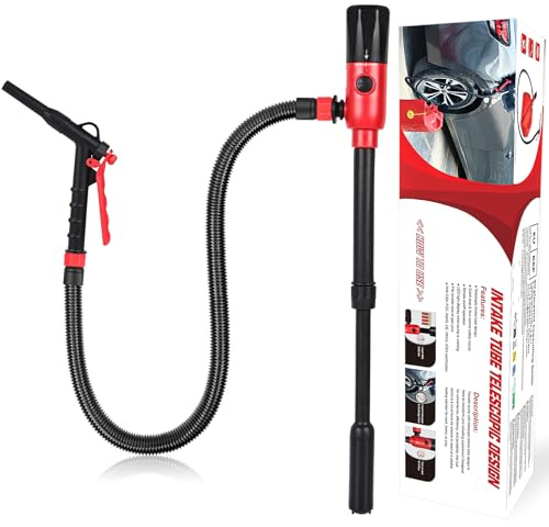 innhom - Pompa elettrica per carburante, 3,2 GPM (12 l/min), a batteria, per benzina e diesel, pompa portatile con tubo e controllo del flusso (nero)