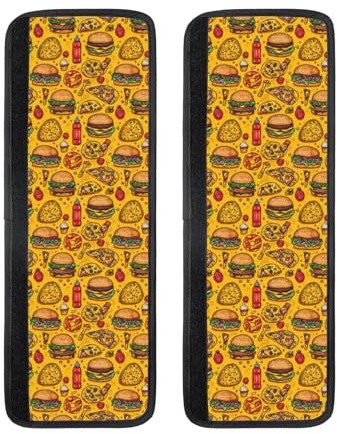GVYGVY Lot de 2 housses de poignée de porte de réfrigérateur – Motif mignon hamburger – Réglable et confortable – Antidérapantes – Pour lave-vaisselle, four, appareil de cuisine