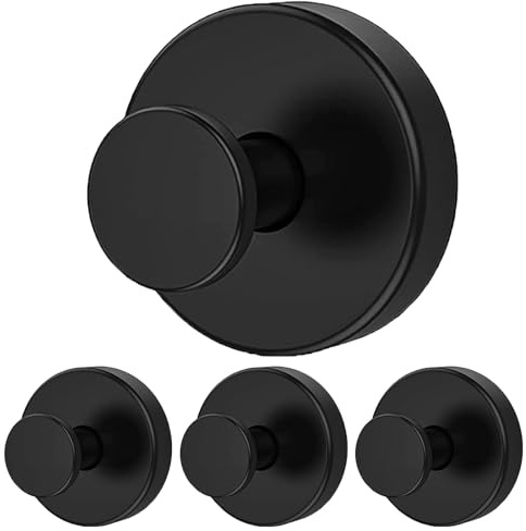 YONGFENG Suction Hooks for Bathroom, Heavy Duty, 4 Pack, Matte Black | Stainless Steel Vacuum Suction Cup, Holds up to 5kg, Rustproof, Waterproof, No Drilling, No Residue, Reusable