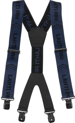 Lahti PRO Tirantes para hombre con clips metálicos - Tirantes de trabajo anchos de 5 cm - Tirantes de trabajo en forma de Y con clips (paquete de 1), azul marino, Talla única
