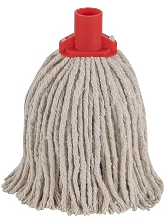 PY Yarn RS1 Socket Mop Head, Red, Recycled Yarn, 12J, General Purpose Cleaning, Fits Hygiene and Wooden Handles