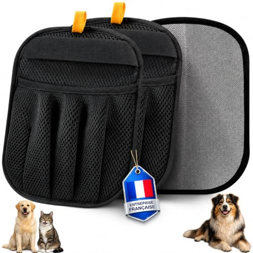 FELKA Gant Anti Poils Animaux Lot de 2 – Brosse Gant Chien Chat Réutilisable – Enlève Poils Canapé Vêtements Voiture Tapis – Alternative Rouleau Poils Animaux – Toilettage & Nettoyage