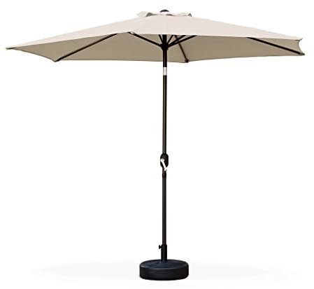Alice's Garden - Parasol droit rond Ø300cm - Touquet Sable - mât central en aluminium orientable et manivelle d'ouverture