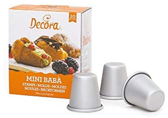 Decora 0062961 Stampi Mini Baba' in Alluminio Anodizzato Ø 3 X Ø 2 X H 3,5 Cm, Argento, Dimensione ø SUP Inf 3.5 cm, 10 unità
