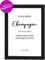 Poster DIN A4 I ONLY Drink Champagne..., gerahmt mit schwarzem Bilderrahmen, Geschenk, Geschenkidee, Geburtstagsgeschenk, Poster mit Rahmen, Kunstdruck, Typographie (Champagne)