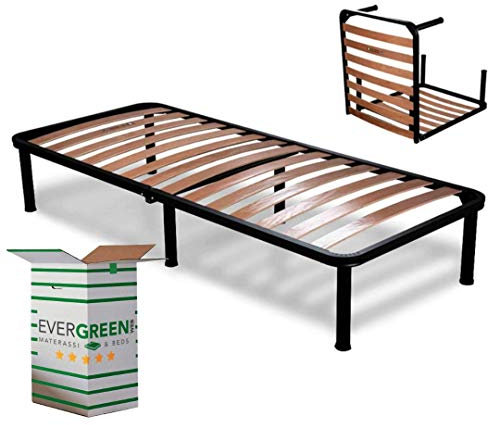 EVERGREENWEB - Orthopädischer Lattenrost 80x200 Faltbar, 35 cm Hoch, Extra Komfort Holzleisten mit 6 Abnehmbar Füße Verstärkte Rahmen aus Stahl, Klappbarer Bettgestell für alle Betten und Matratzen