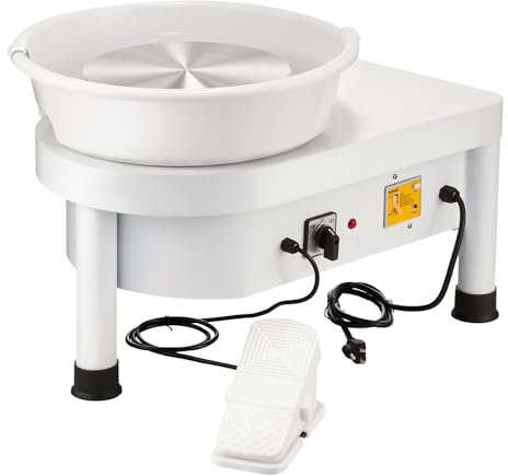 Mophorn Macchina Elettrica della Ruota di Ceramica 25 CM 280 W 300rpm Kit di Utensili Modellatura Ceramica (Pedale e Bacino Staccabile)