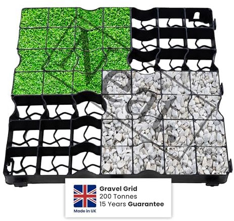 Plastic Shed Base Grid 4 (1m²) - Durable Driveway Mats for Lawn & Garden Path, Grass Grid Protection Mesh, Gravel Stabiliser Grids, Plastic Grass Mats, Garden Grid Paver for Greenhouse, Deck, Turf