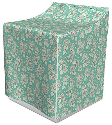 ABAKUHAUS Blumen Waschmaschienen und Trockner, Hortensien Wiederholung Romantische Feminine Zusammensetzung auf Teal tonte Hintergrund, Bezug Dekorativ aus Stoff, 70x75x100 cm, Teal und Elfenbein