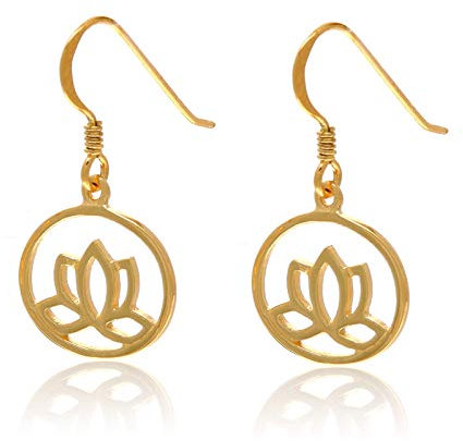 Oobi Doop Ohrhänger Lotusblatt Sterlingsilber vergoldet mit Schmuck-Geschenkbox