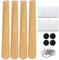 Drenky Lot de 4 Pied de Table Bois,Pied de Meuble Pieds de Lit 25 cm Pied Table Basse Droit Pied Meuble TV,Finition Noyer avec Ferrures de Fixation Pour Fauteuils, Tables de Chevet, Armoires, Commodes