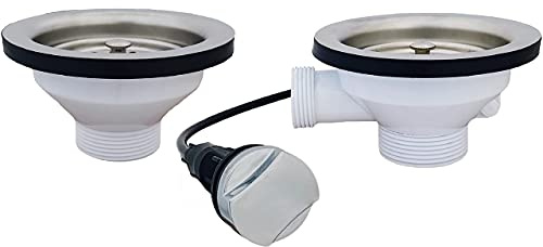 Design Edelstahleinbauspüle verschiedene Modelle aus hochwertigem Edelstahl Spülbecken Spüle mit Überlauf inkl.Syphon Set … (Excenter Ablaufgarnitur für 2 Becken)