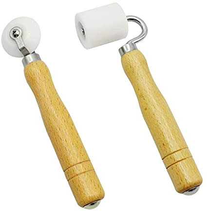 Lahviuu Tapete Naht Roller,2 pcs Tapete Dekorationsrolle Andrückwalze Rollen Farbroller Tapeten-Nahtroller Schwere Handdekoration Druckroller Naturholz Griff Wand Papier Naht