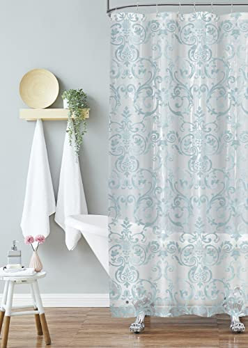 Laura Ashley Duschvorhang aus PEVA, Elegantes Badezimmer-Dekor, Maße: 177,8 x 182,9 cm, wasserfest