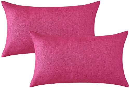 OTOSTAR 2 Stück wasserdichte dekorative Kissenbezüge für den Außenbereich, 30,5 x 50,8 cm, Garten-Kissenbezug, Terrassenkissen, für Couch, Zelt, Innenbereich, Sofa, Bank, Heimdekoration (Hot Pink)