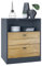 Vladon Kommode Pino V1, Made in Germany, Nachttisch mit 2 Schubladen & 1 offenem Fach, Anthrazit matt/Eiche Natur ohne LED (56 x 67,5 x 36 cm)