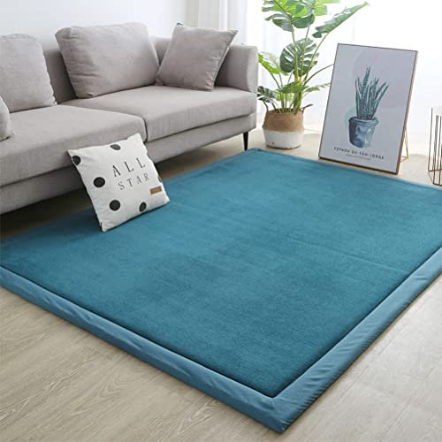 Joydec Krabbelmatte Baby und Spielmatte, Dick und Weicher rutschfest Krabbeldecke für Kleinkinder, Kinderteppich Kinderzimmer Mädchen Jungs, Grösse:200x220 cm, Farbe:Türkis