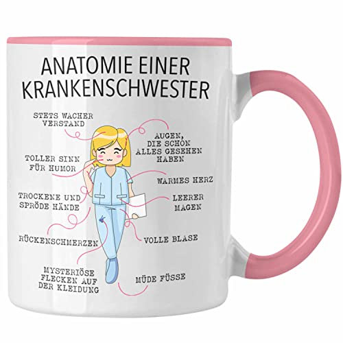 Trendation - Anatomie Krankenschwester Tasse Geschenk Lustige Geschenkidee Beste Krankenschwester Krankenhaus Ausbildung (Rosa)