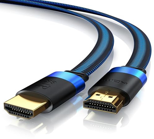 8k HDMI Kabel 2.1 - Flachbandkabel Ultra High Speed II - mit Ethernet – 2m (Meter) - 8K UHD II - 3D TV – eARC - HDR10+ - 4320 p - 120 Hz mit DSC - 7680 x 4320 – Stoffummantelung - Verlegekabel