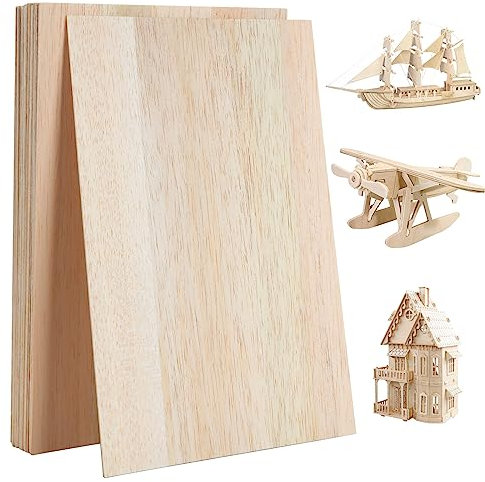 GOYADA 20 Hojas de Madera Balsa 300x200x2MM, Placa de Madera Natural sin Pintar, Hoja de Madera Rectangular Virgen para Bricolaje, Madera Decorativa, Modelo, Artesanía