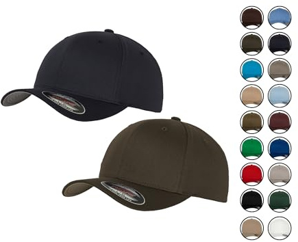 2er Flexfit Unisex Wooly Combed Cap Baseball Caps graue Unterseite S M L XL XXL Basecap Mütze