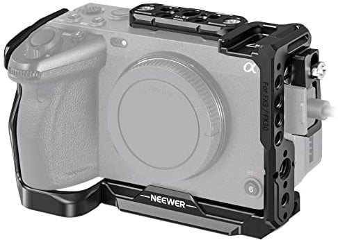 NEEWER FX3/FX30 Cage Kamera Käfig mit HDMI Cable Clamp,NATO Schiene,3/8ARRI Positionierungslöcher, 1/4Gewinde kompatibel mit Sony FX3 FX30 Original XLR Griff,kompatibel mit DJI RS2 RS3 Gimbal, CA011