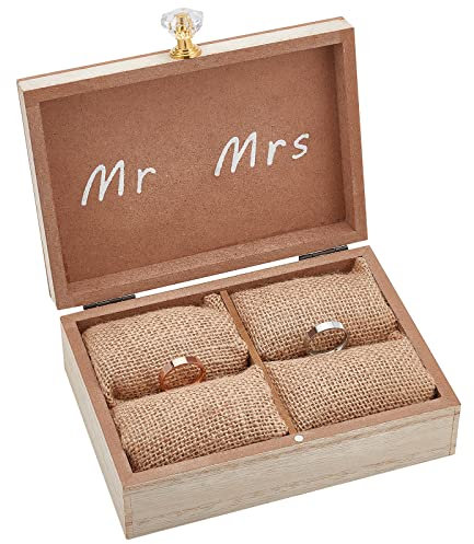 WEBEEDY Trauringbox Mr. Und Frau. Ringhalter Aus Holz, Dekorative Box Für Hochzeitsdeko, Elegante Hochzeitsanträge, Rustikale Geschenkbox